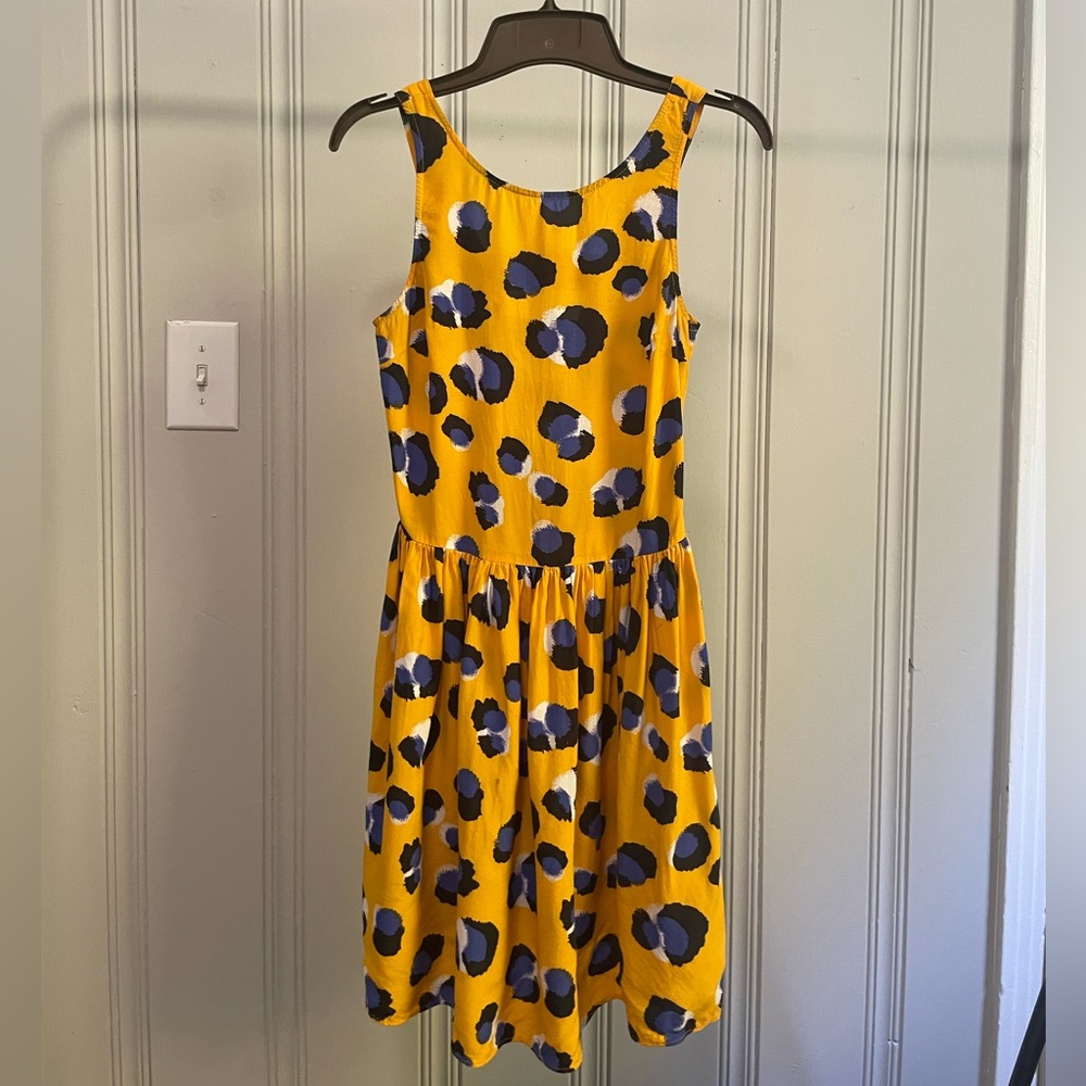 Topshop Yellow and Blue Leopard Print Dress